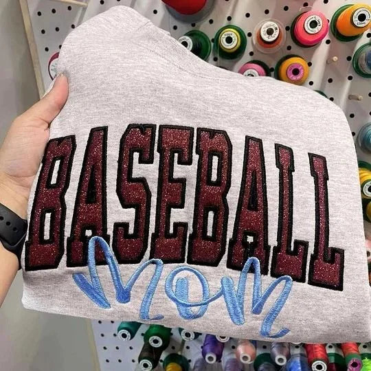 Custom Embroidered Glitter Cheer Mom T-shirt & Sweatshirt, Cheer Mom Gift