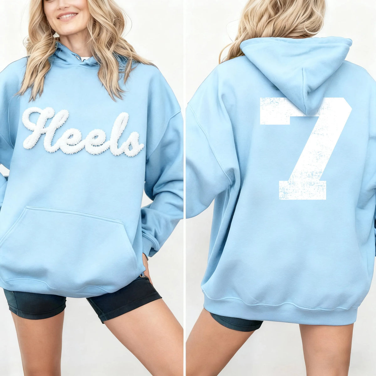 Basketball Season Custom Chenille Sweatshirt – Team Name Front, Player Number Back