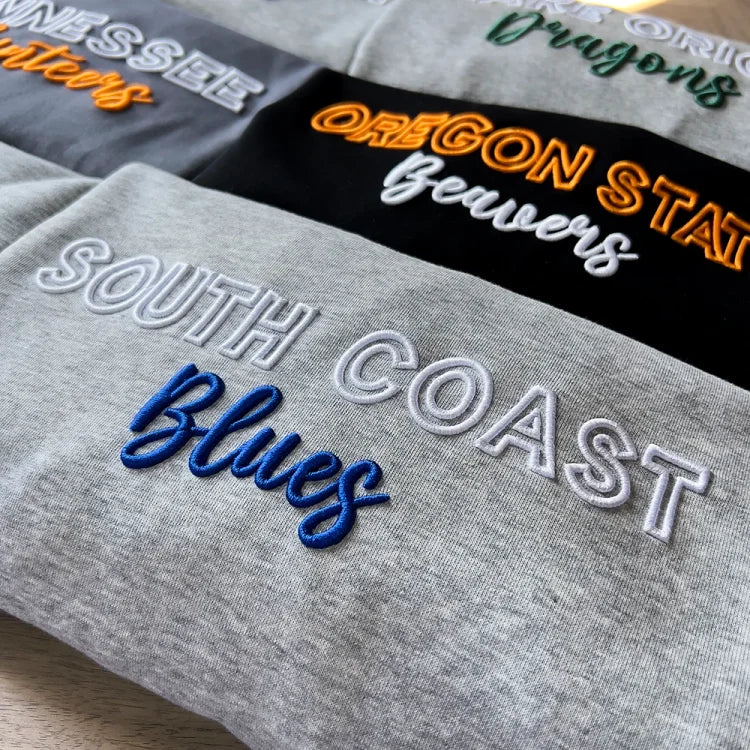 🏈🏀⚾️🥎Custom 3D PUFF Embroidery College Team Sweatshirt