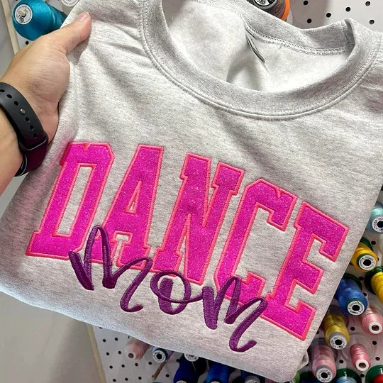 Personalized Glitter Embroidered Football Mom Sweatshirt, Hoodie & T-shirt