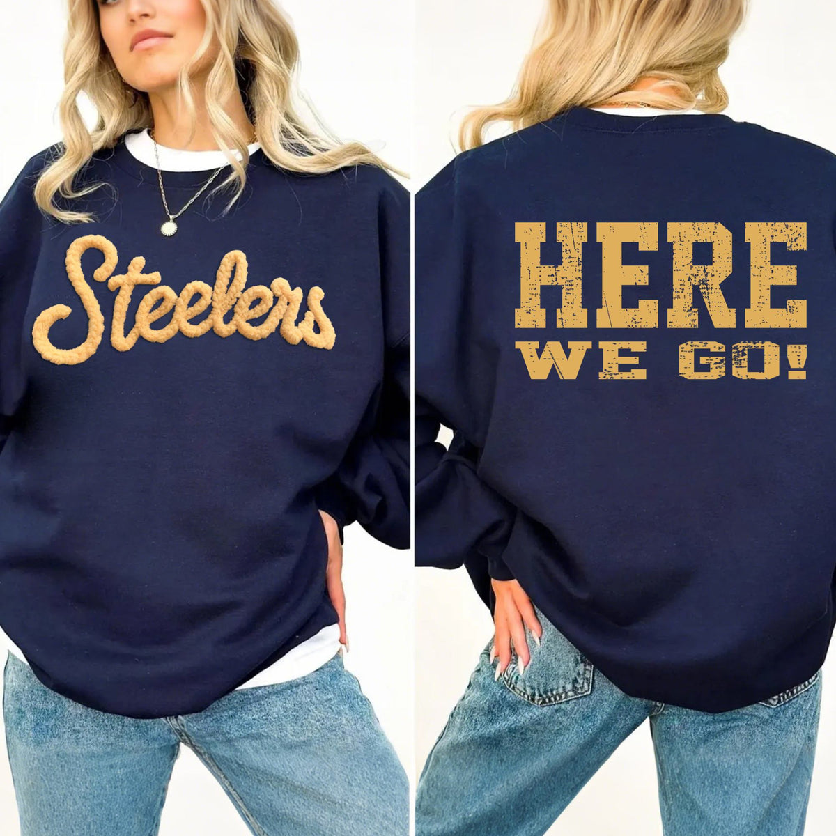 Custom Classic Oversized Chenille Team Sweatshirt – Personalized Player Number or Fan Motto