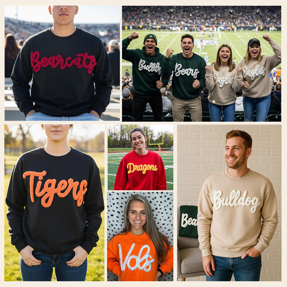 Custom Chenille Embroidered Sweatshirt – Personalized Team Name or Any Text