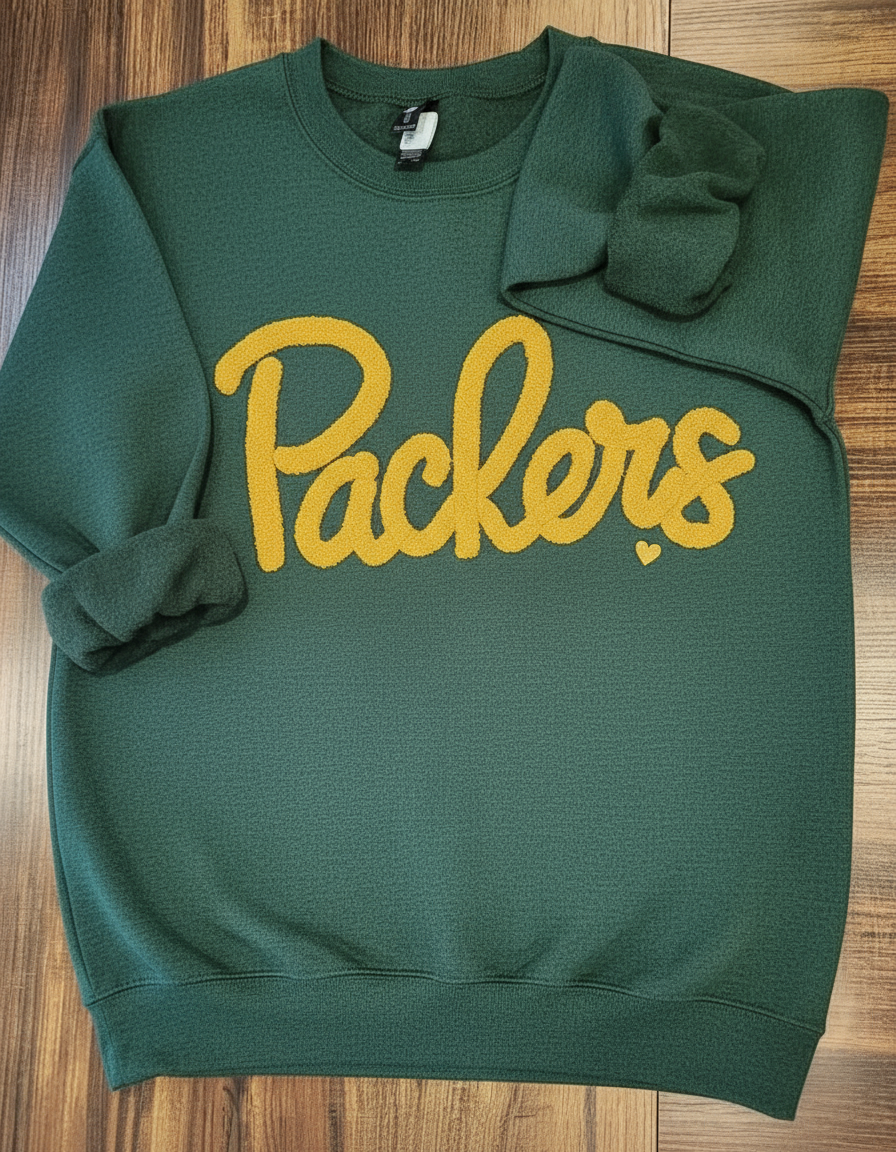 Custom Team Name Embroidered Chenille Sweatshirt – Oversized Football-Inspired Fit