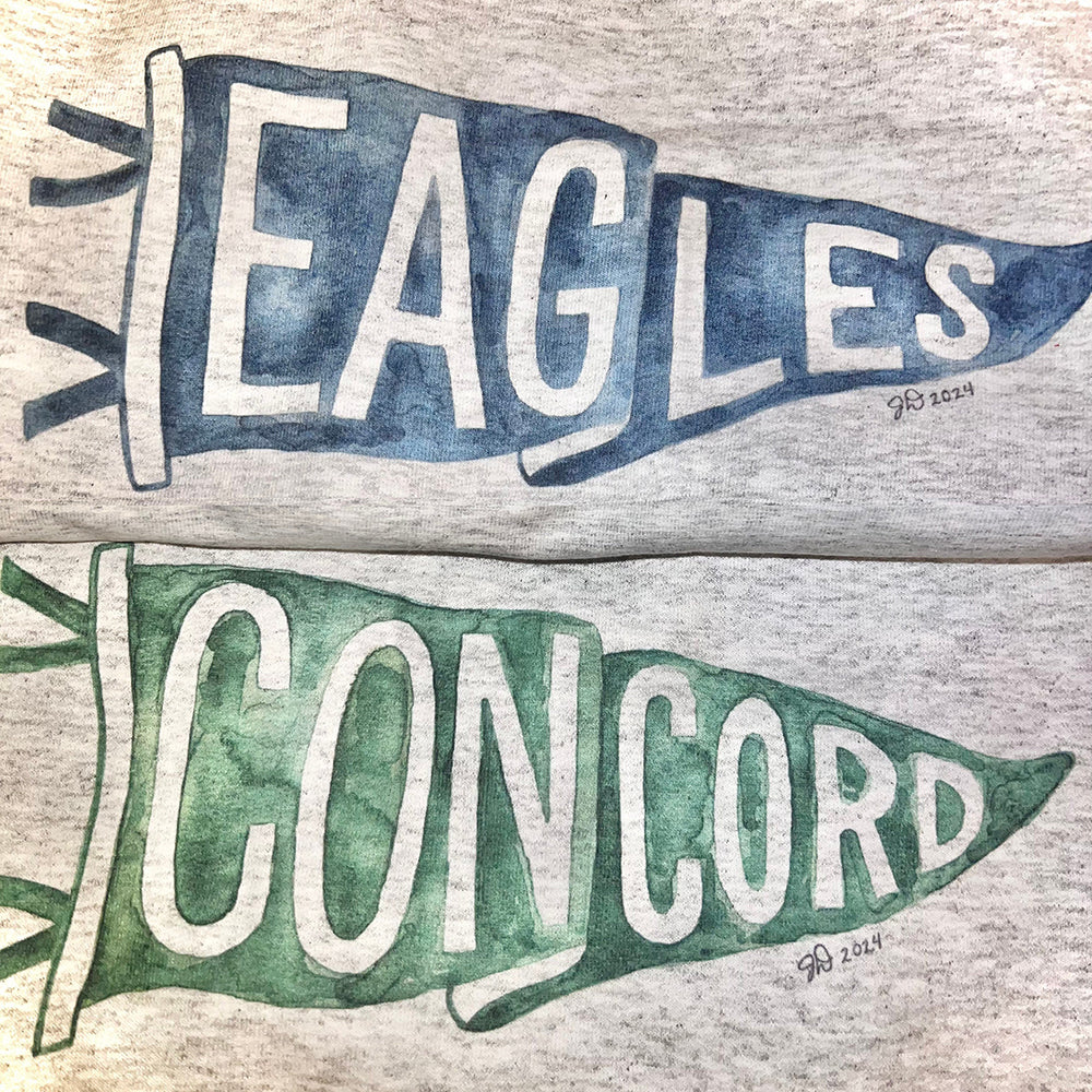 Custom Watercolor Pennant Team Mascot Crewneck