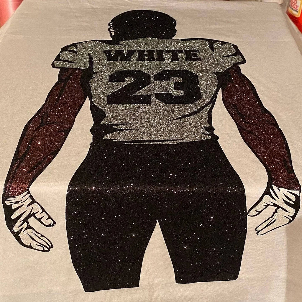 🏈 Shine on Game Day - Custom Glitter Football T-Shirt Sweatshirt
