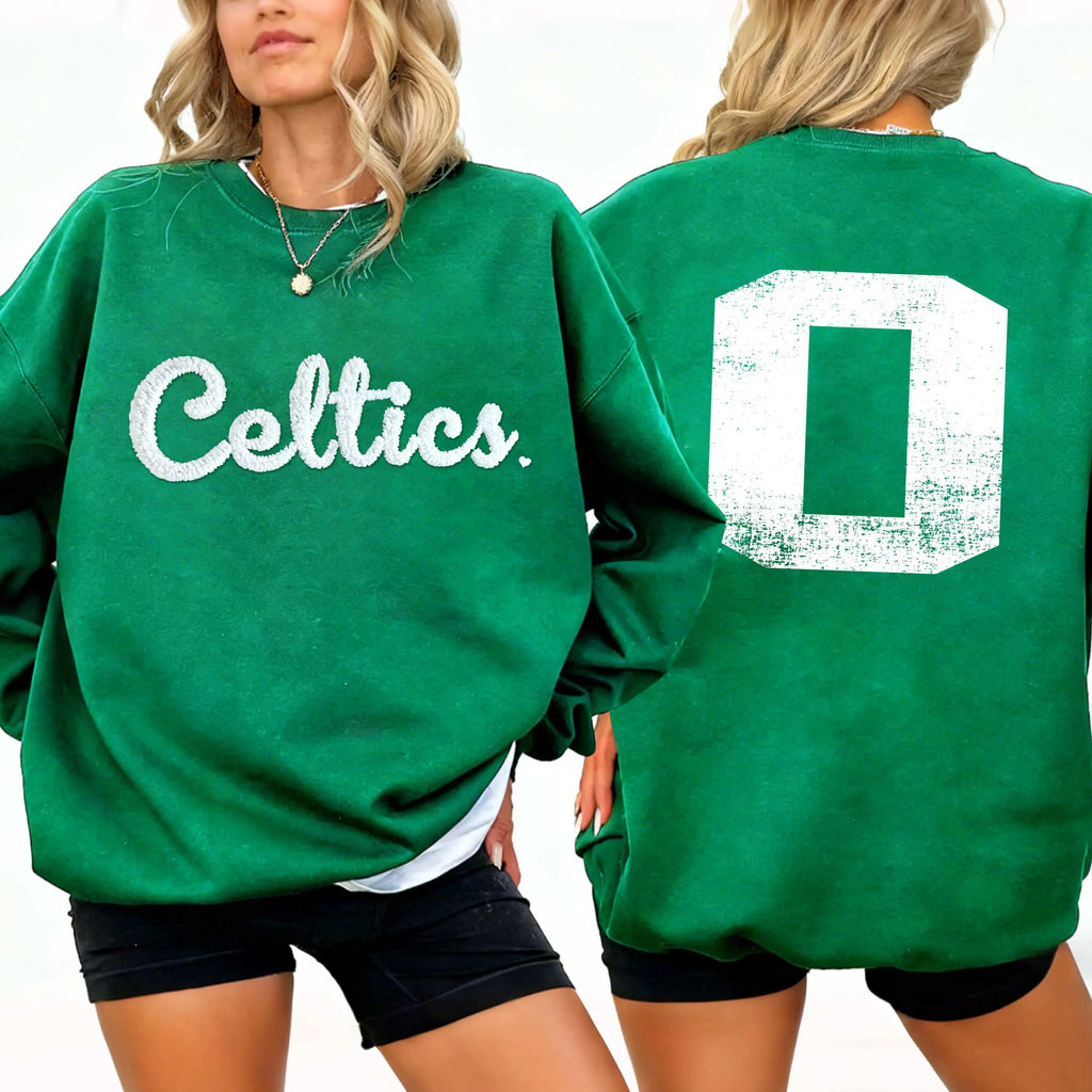 Basketball Season Custom Chenille Sweatshirt – Team Name Front, Player Number Back