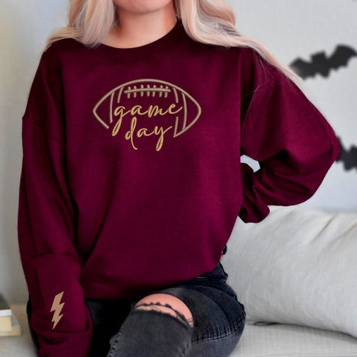 Embroidered Game Day Shirt, Touchdown Football Sweatshirt, School Football T-Shirt, Sweatshirt, Hoodie