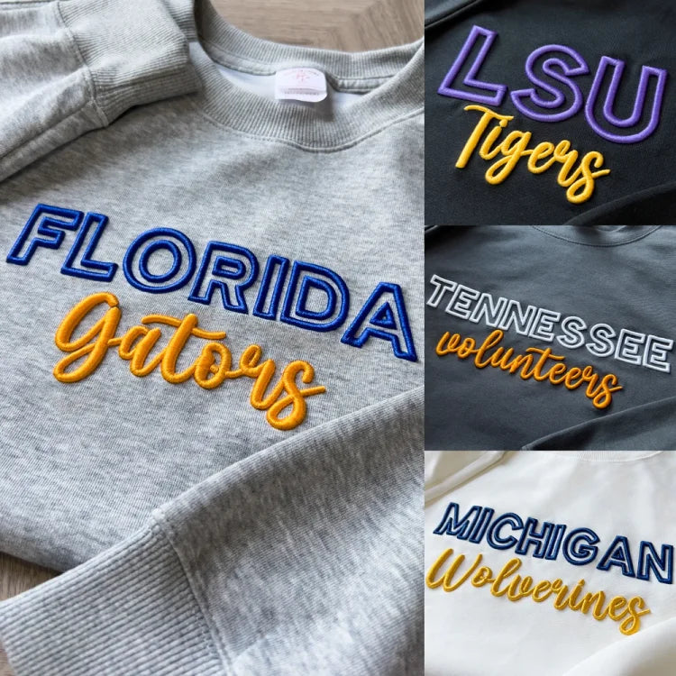 🏈🏀⚾️🥎Custom 3D PUFF Embroidery College Team Sweatshirt