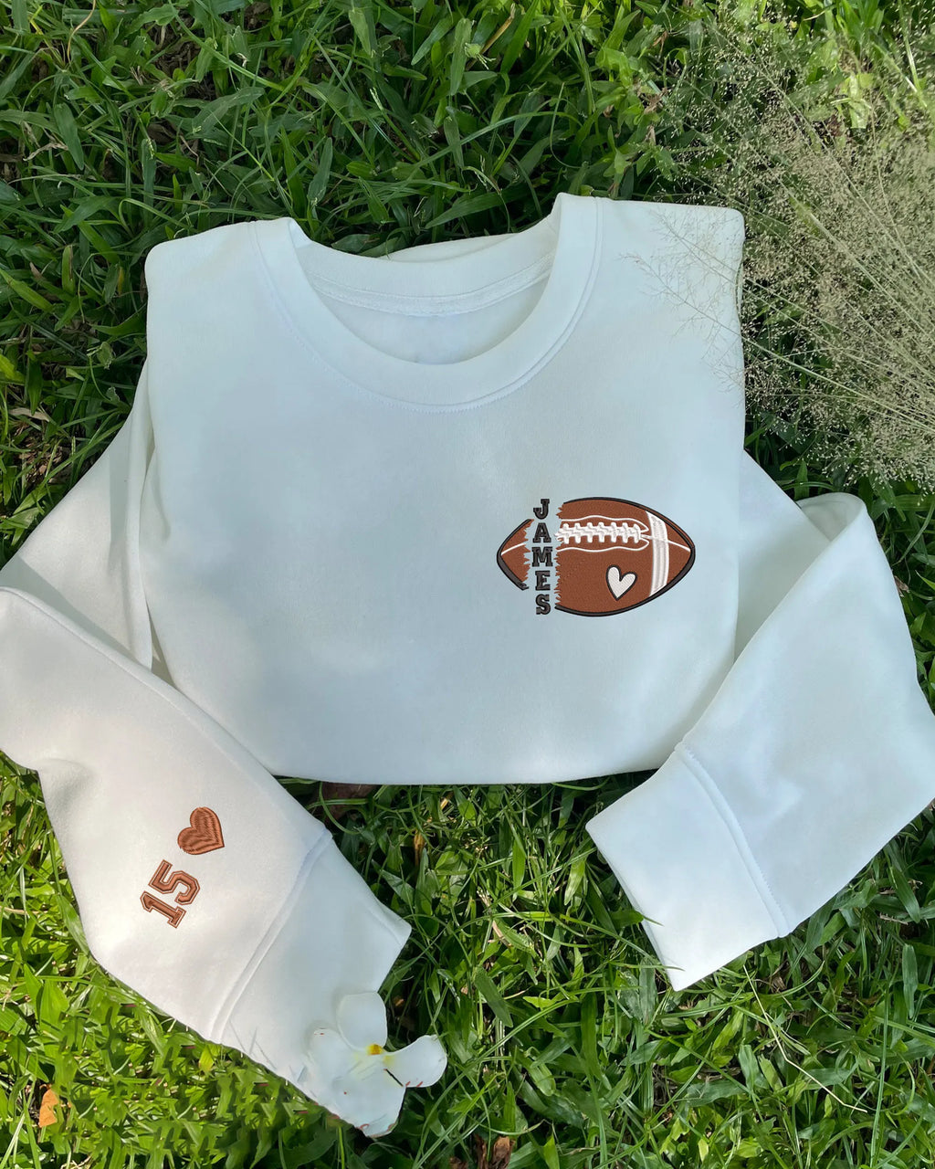 🏈Personalized Football Embroidered Sweatshirt- Custom Football Name And Number On Sleeve Embroidered Sweatshirt(Soon To Be Sold Out)