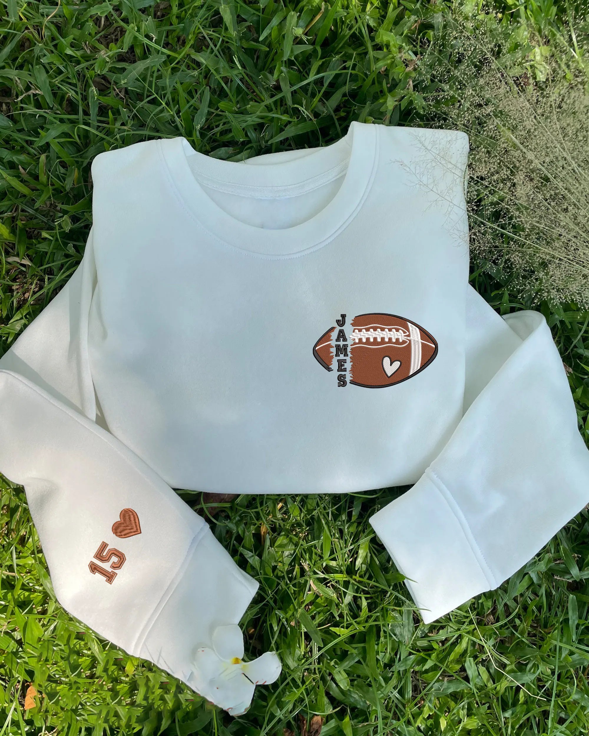 🏈Personalized Football Embroidered Sweatshirt- Custom Football Name And Number On Sleeve Embroidered Sweatshirt(Soon To Be Sold Out)