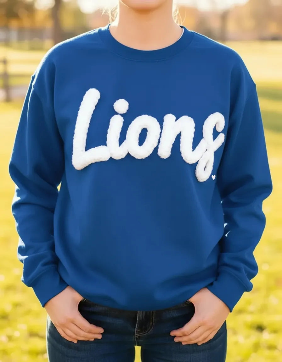 Custom Team Name Embroidered Chenille Sweatshirt – Oversized Football-Inspired Fit