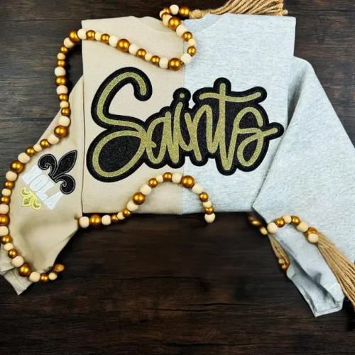 Custom Glitter Embroidered Two Tone Sweatshirt