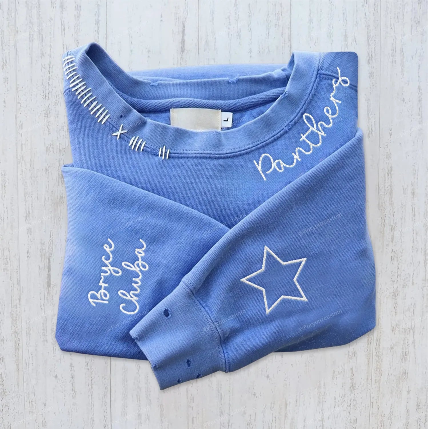VINTAGE CUSTOM CREW-Custom Embroidered Hand Distressed Sweatshirt