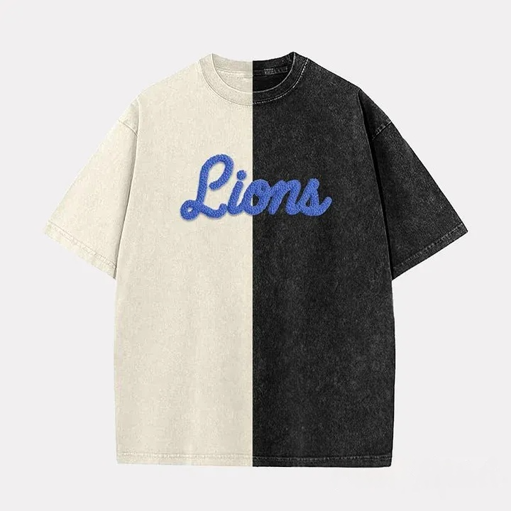 Personalized Chenille Yarn Embroidered Two-Tone Game Day Washed T-shirt