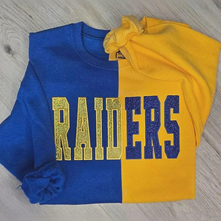 Custom Glitter Embroidered Two Tone Sweatshirt