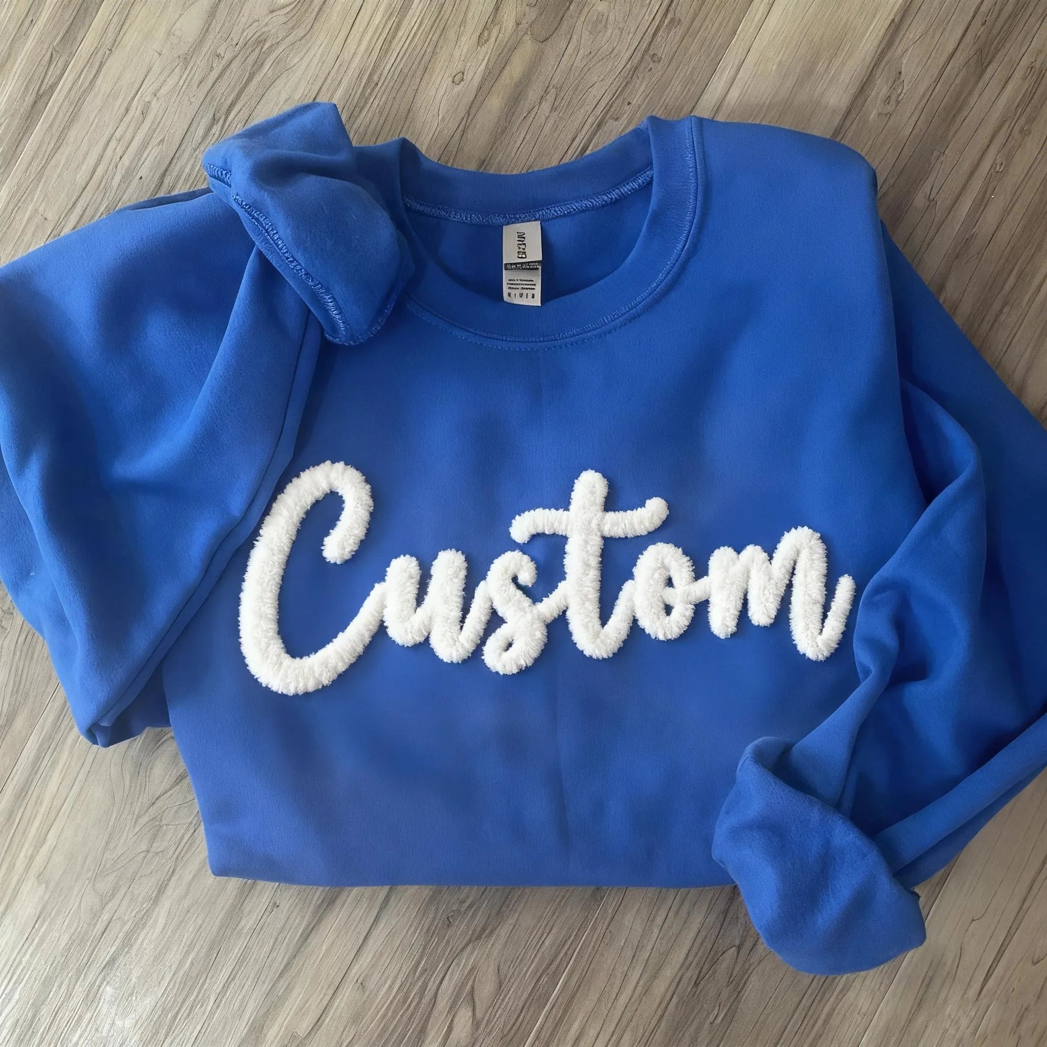 Personalized Yarn Embroidered Sweatshirt, Custom Chenille Team Sweatshirt