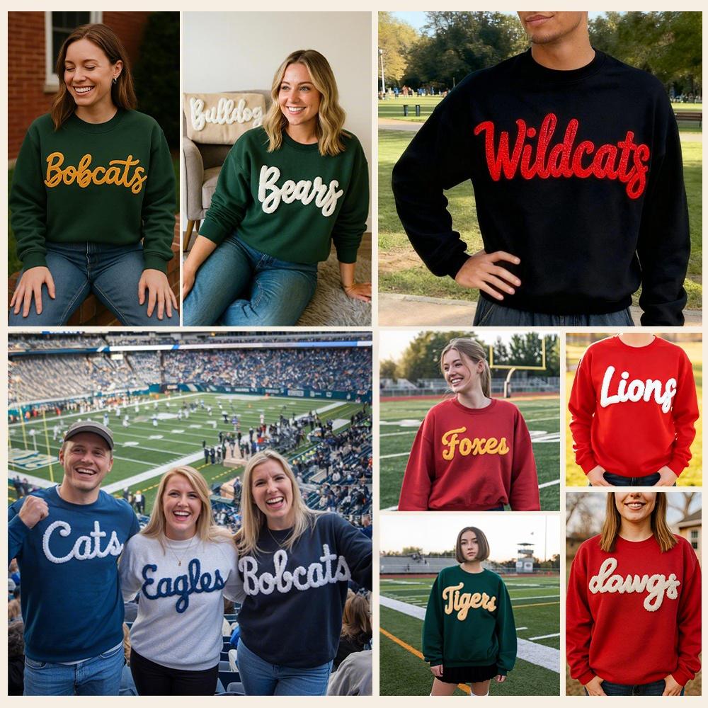Custom Chenille Embroidered Sweatshirt – Personalized Team Name or Any Text