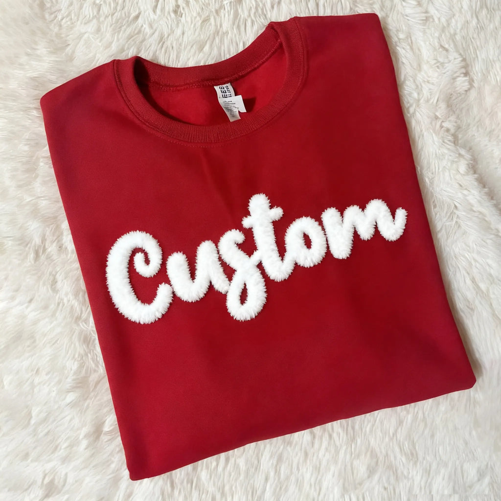 Personalized Yarn Embroidered Sweatshirt, Custom Chenille Team Sweatshirt
