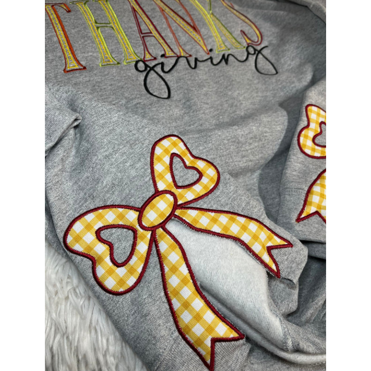 Cozy Thanksgiving Shirt with Charming Side Bow Design