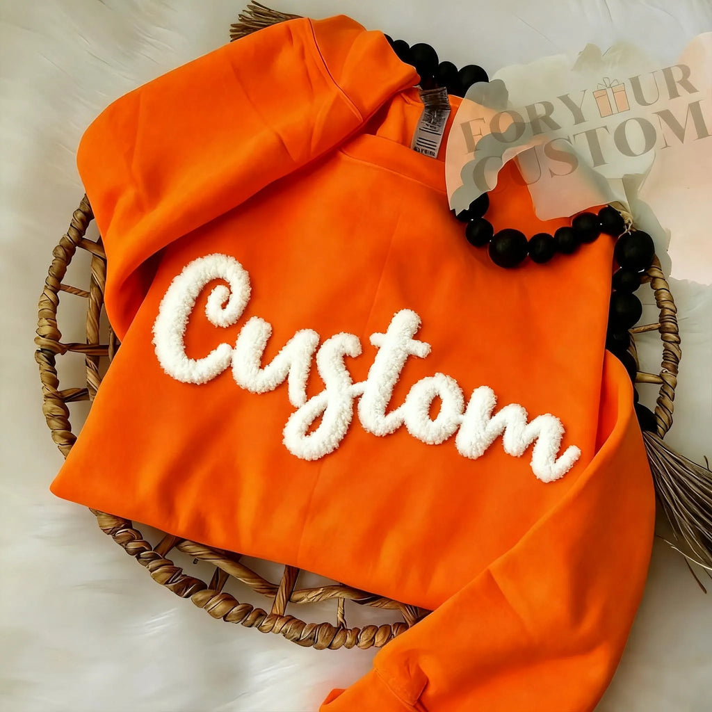 Personalized Yarn Embroidered Sweatshirt, Custom Chenille Team Sweatshirt