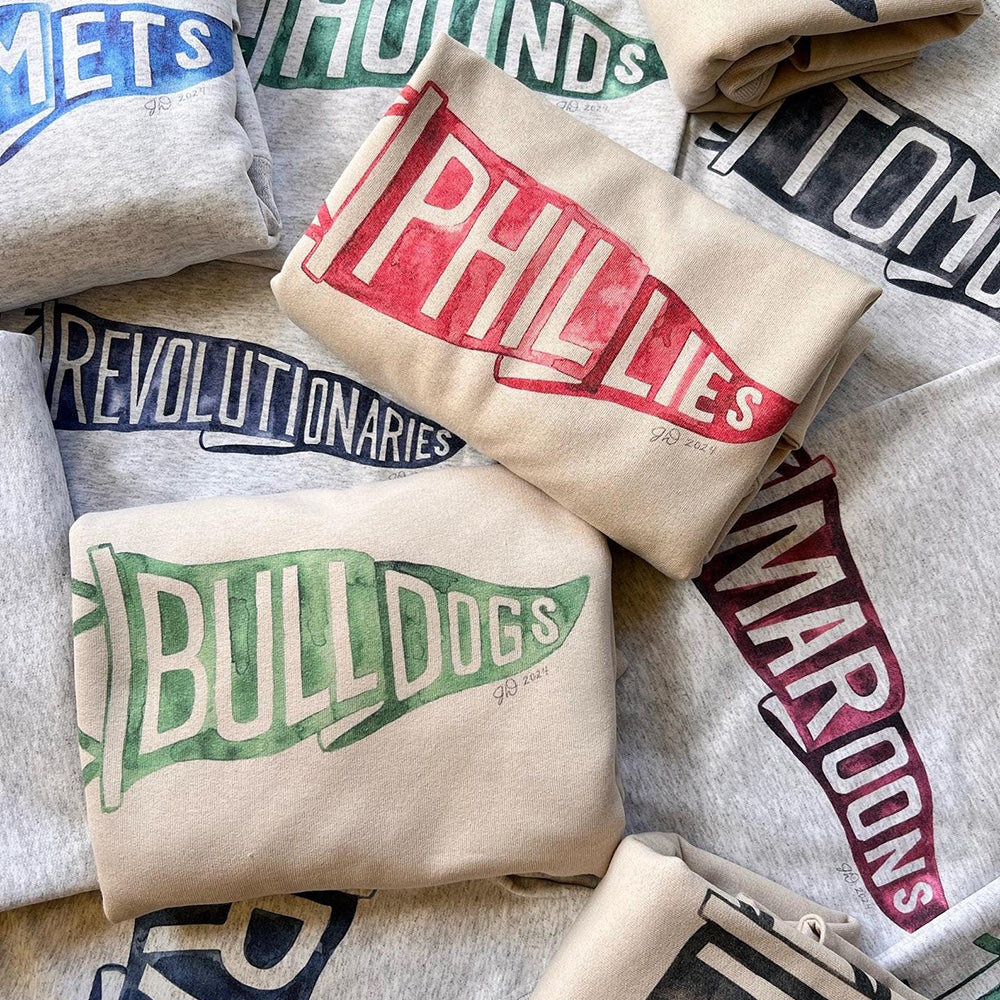 Custom Watercolor Pennant Team Mascot Crewneck