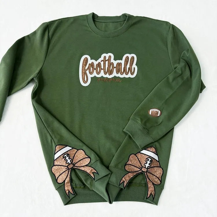 Customized Balls Glitter Sweatshirt Mama Sweatshirt with Sporty Bow – Gifts For Sports Lovers