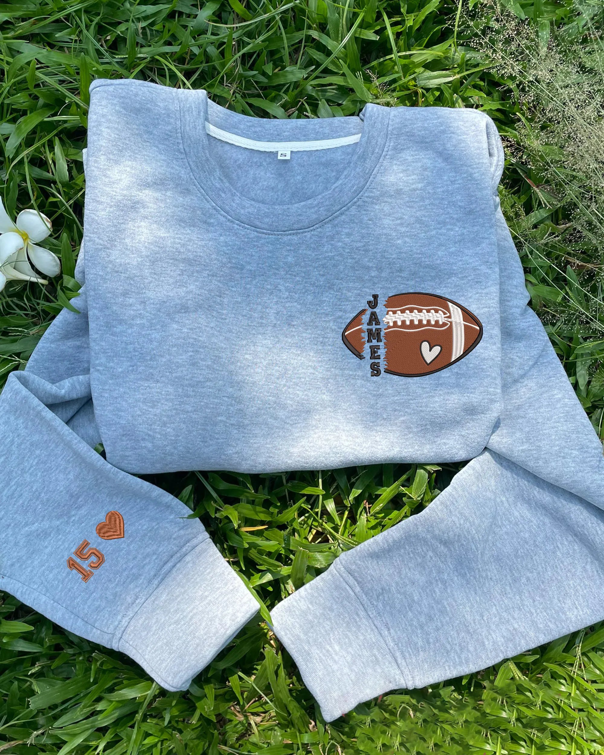 🏈Personalized Football Embroidered Sweatshirt- Custom Football Name And Number On Sleeve Embroidered Sweatshirt(Soon To Be Sold Out)