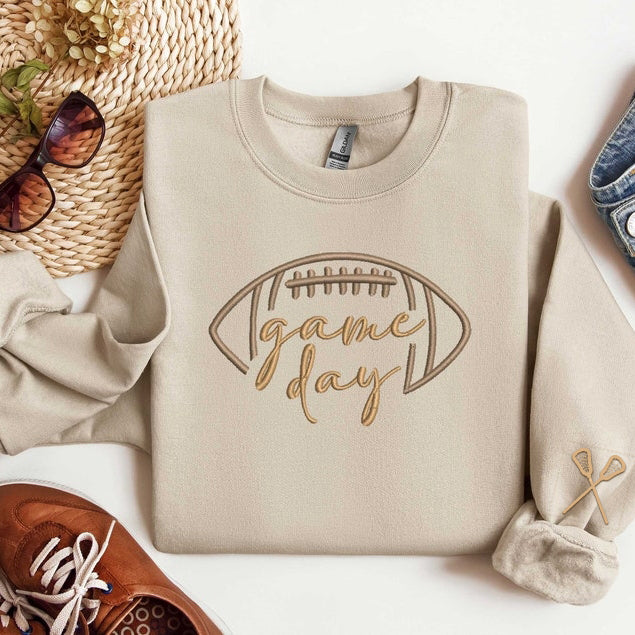 Embroidered Game Day Shirt, Touchdown Football Sweatshirt, School Football T-Shirt, Sweatshirt, Hoodie