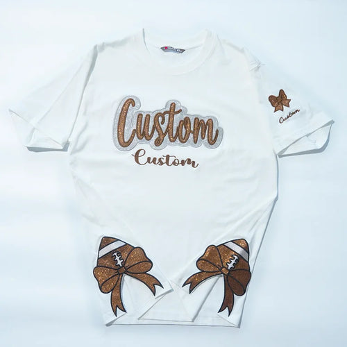 Custom Text Glitter Sweatshirt , Personalized Mama Sweatshirt with Sporty Bow , Add Your Message Here , Gift for Sports Lovers