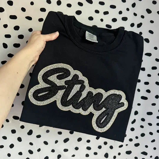 Custom Double Stack Glitter Embroidered Team Sweatshirt Hoodie T-shirt, Sports Mom T-shirt