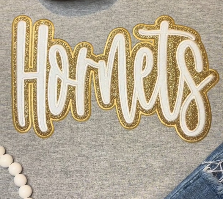Custom Double Stack Glitter Embroidered Team Sweatshirt Hoodie T-shirt, Sports Mom T-shirt