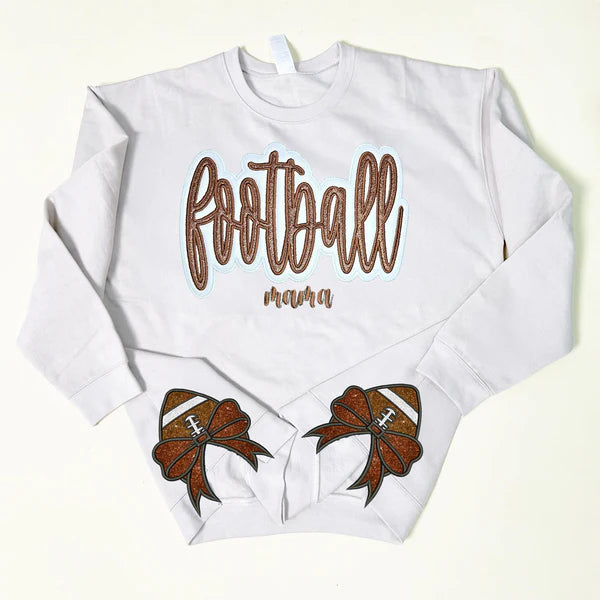 Custom Text Glitter Sweatshirt , Personalized Mama Sweatshirt with Sporty Bow , Add Your Message Here , Gift for Sports Lovers