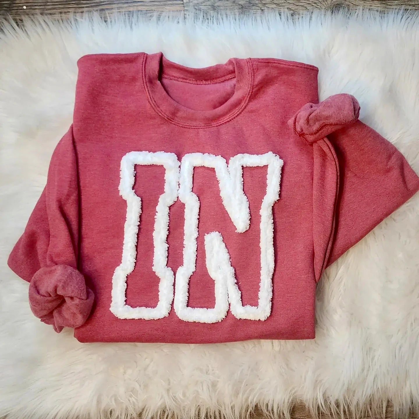 Personalized Letter State Pride Chenille Embroidered Game Day Sweatshirt