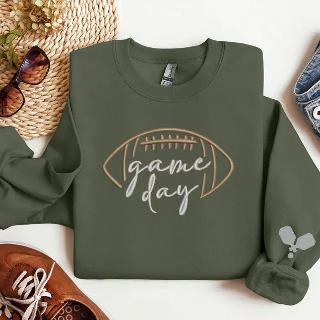 Embroidered Game Day Shirt, Touchdown Football Sweatshirt, School Football T-Shirt, Sweatshirt, Hoodie