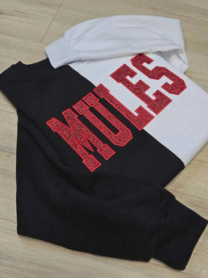 Custom Glitter Embroidered Two Tone Sweatshirt