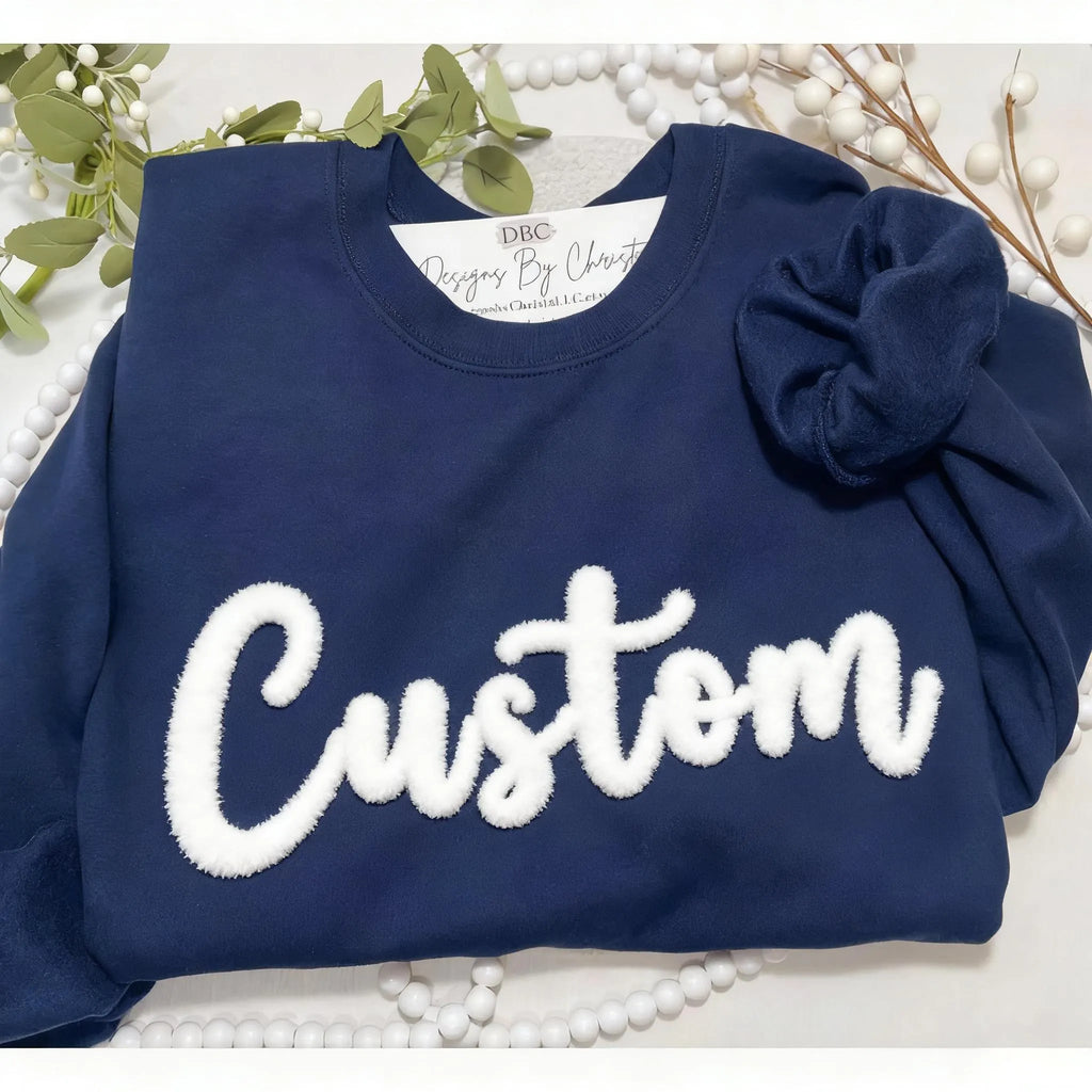 Personalized Yarn Embroidered Sweatshirt, Custom Chenille Team Sweatshirt
