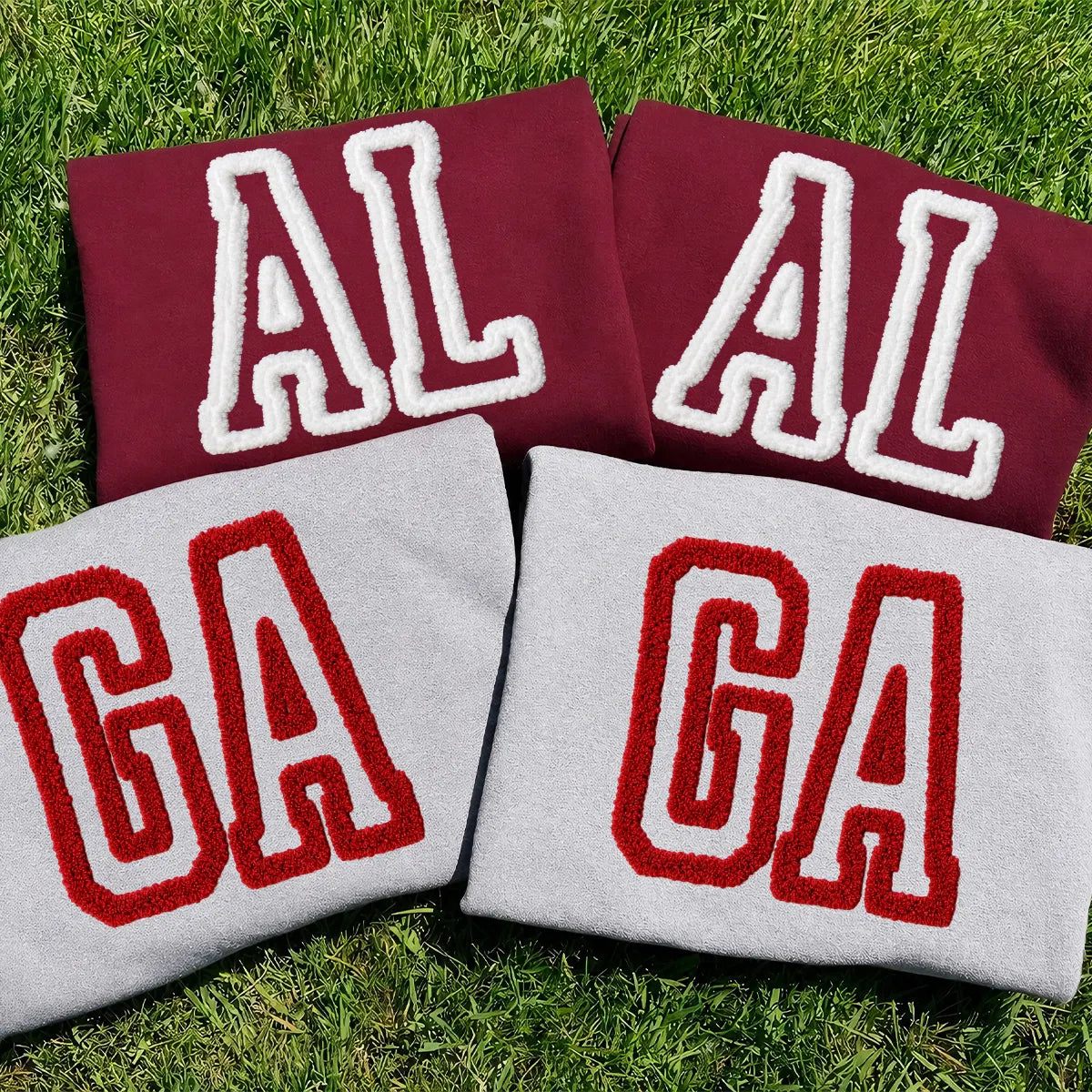 Personalized Letter State Pride Chenille Embroidered Game Day Sweatshirt