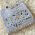 Custom College Floral Letter Embroidered Sweatshirt