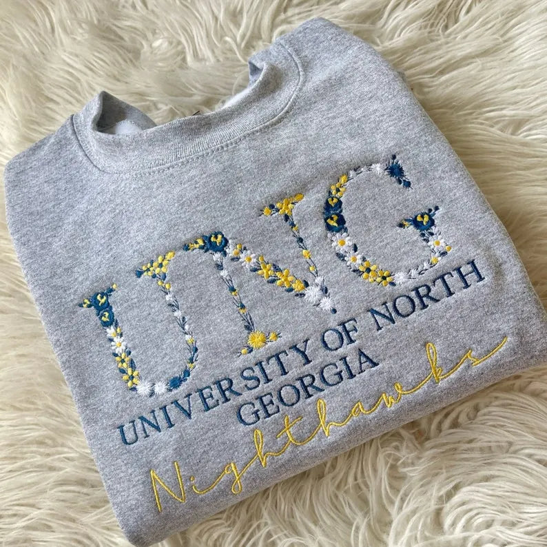 Custom College Floral Letter Embroidered Sweatshirt