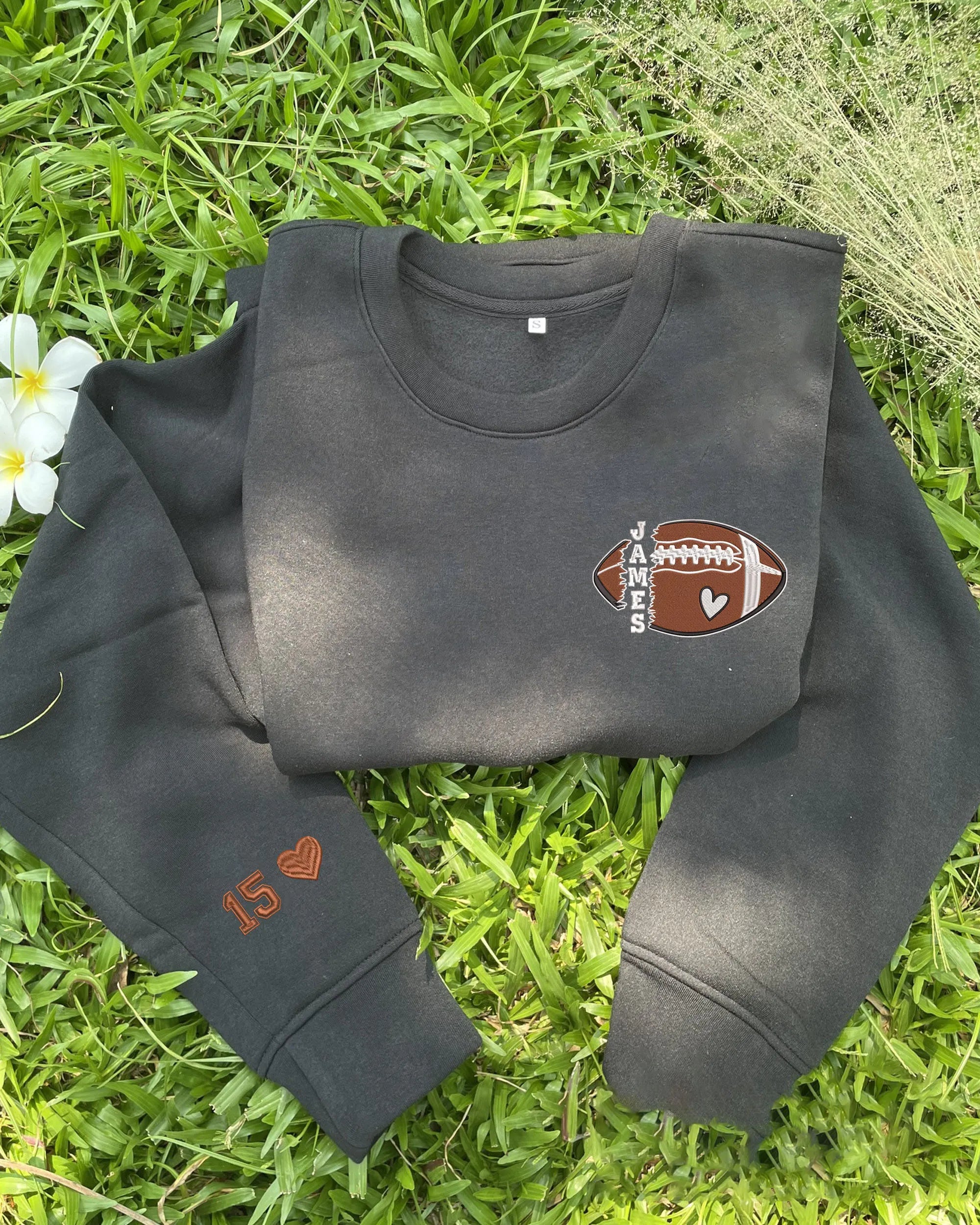 🏈Personalized Football Embroidered Sweatshirt- Custom Football Name And Number On Sleeve Embroidered Sweatshirt(Soon To Be Sold Out)