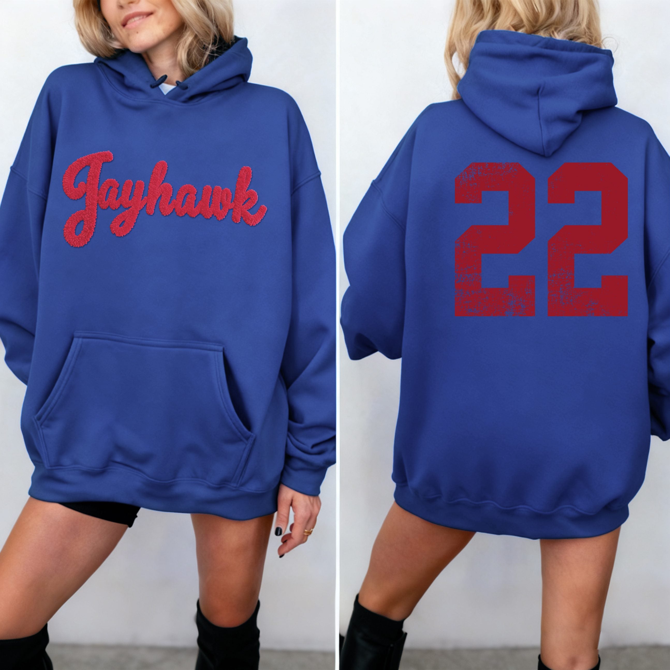 Basketball Season Custom Chenille Sweatshirt – Team Name Front, Player Number Back