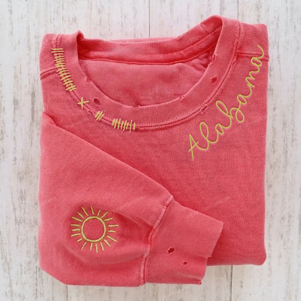 VINTAGE CUSTOM CREW-Custom Embroidered Hand Distressed Crew Neck Sweatshirt