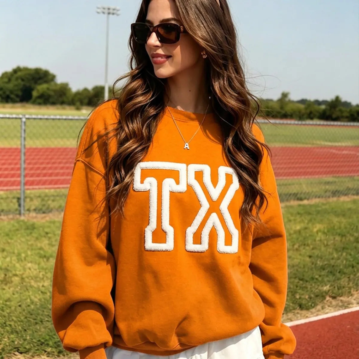 Personalized Letter State Pride Chenille Embroidered Game Day Sweatshirt