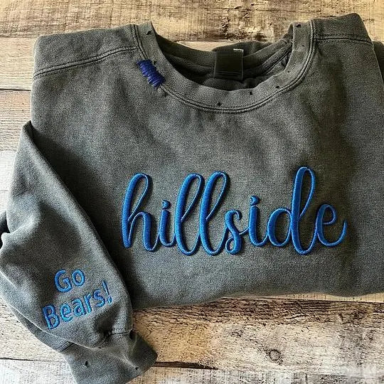 VINTAGE 3D Embroidery Unisex Hand Distressed Crew