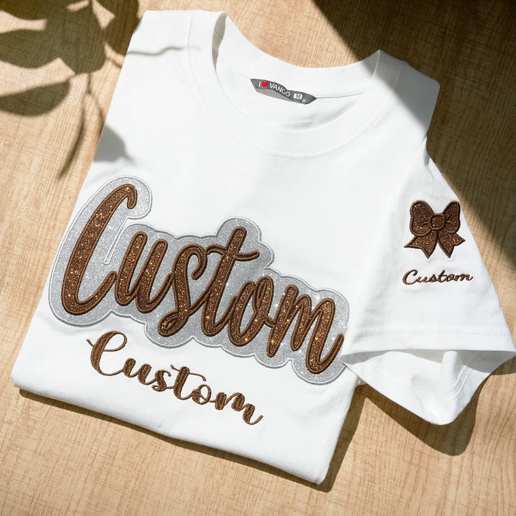 Custom Text Glitter Sweatshirt , Personalized Mama Sweatshirt with Sporty Bow , Add Your Message Here , Gift for Sports Lovers