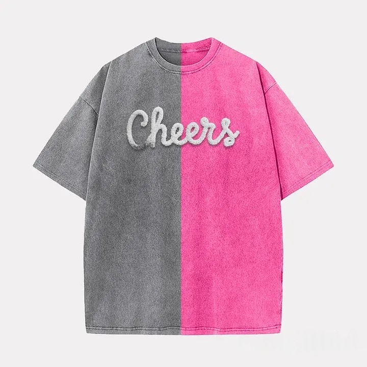 Personalized Chenille Yarn Embroidered Two-Tone Game Day Washed T-shirt
