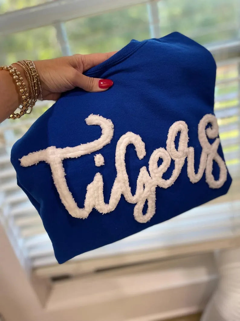 Custom Chenille Embroidered Sweatshirt – Personalized Team Name or Any Text