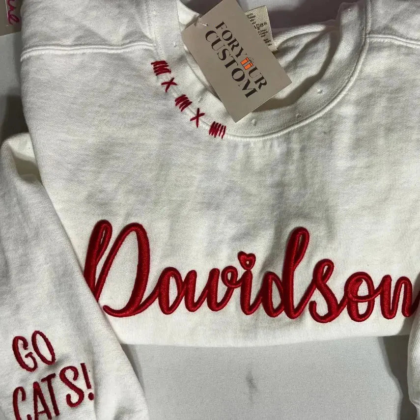 VINTAGE 3D Embroidery Unisex Hand Distressed Crew