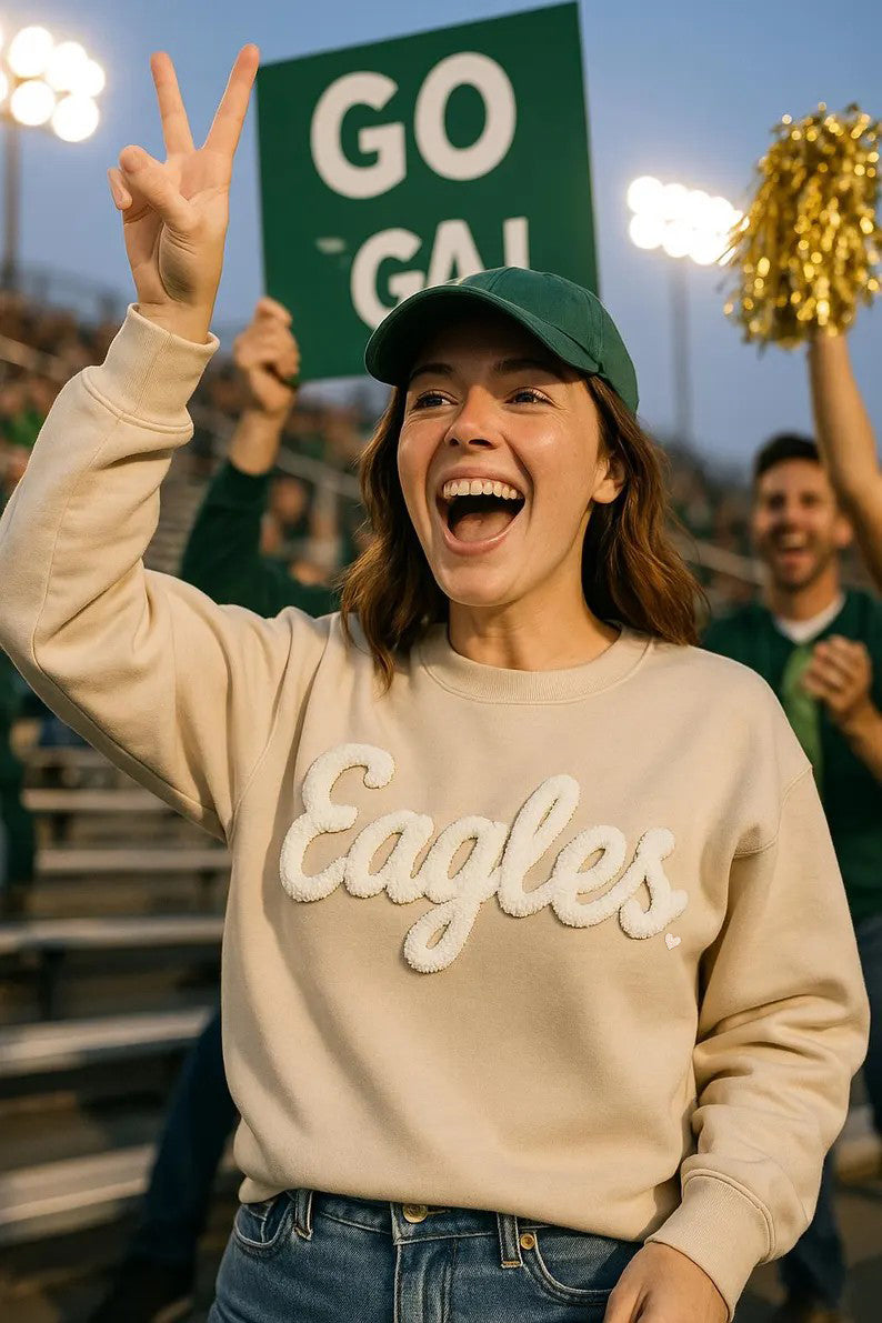Custom Team Name Embroidered Chenille Sweatshirt – Oversized Football-Inspired Fit