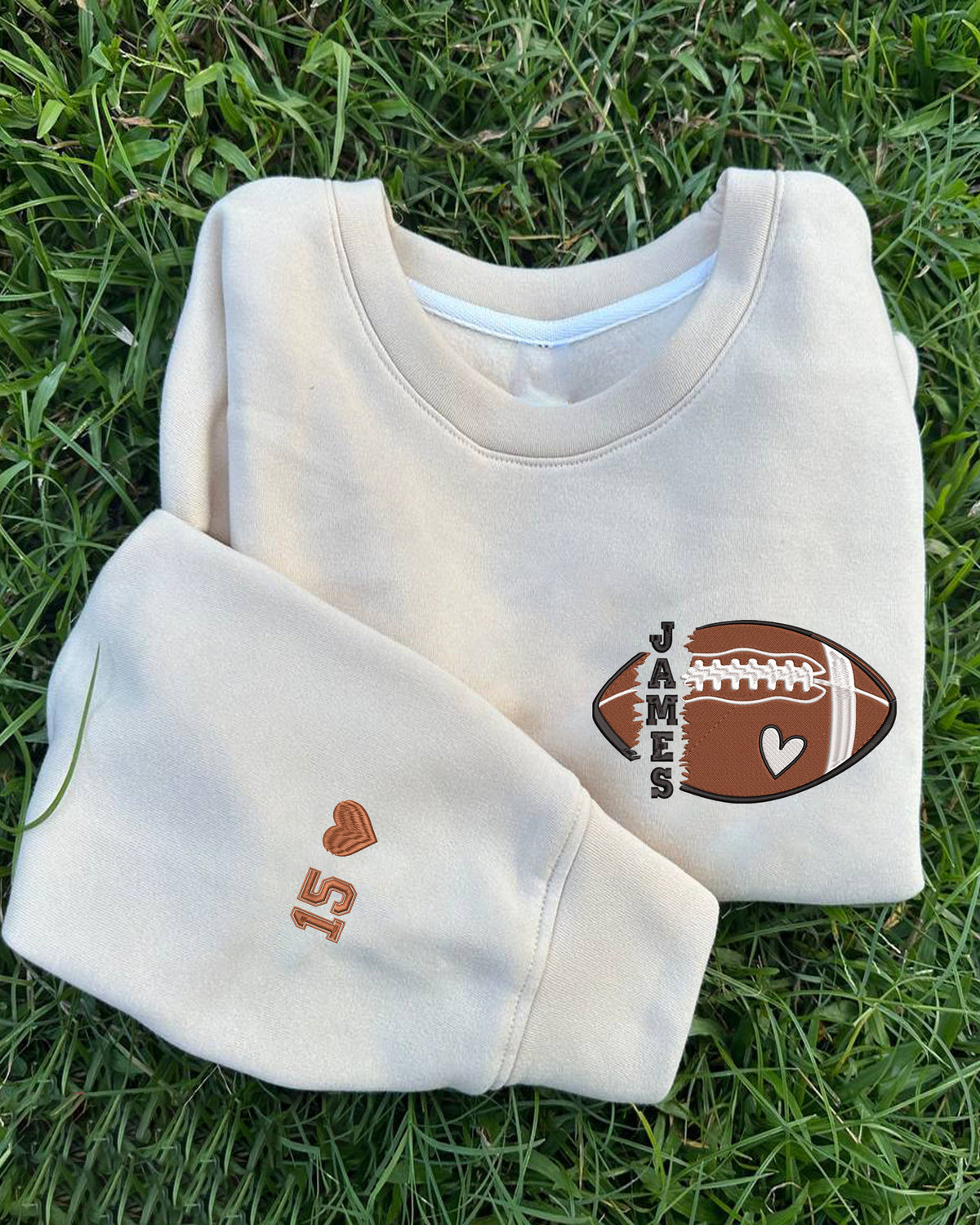 🏈Personalized Football Embroidered Sweatshirt- Custom Football Name And Number On Sleeve Embroidered Sweatshirt(Soon To Be Sold Out)